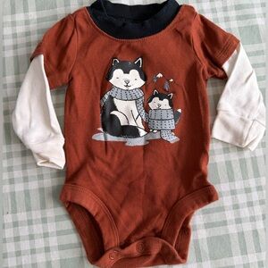 Carter's brown and Cream Husky Print Bodysuit size newborn